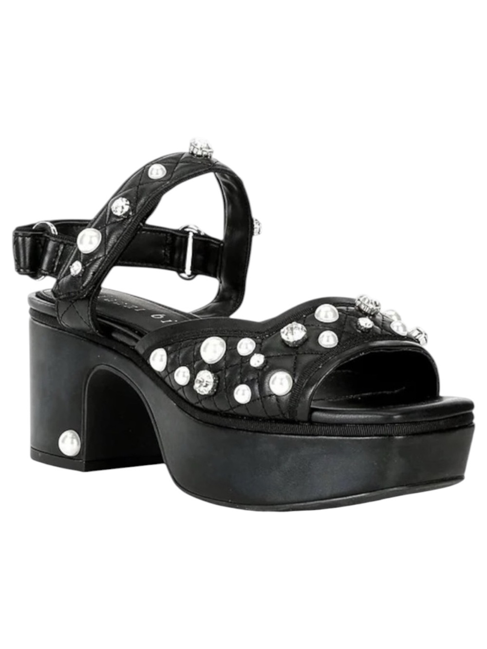 Gianni Bini Sandals, Pearl Ornamented Quilted Brocade Platform